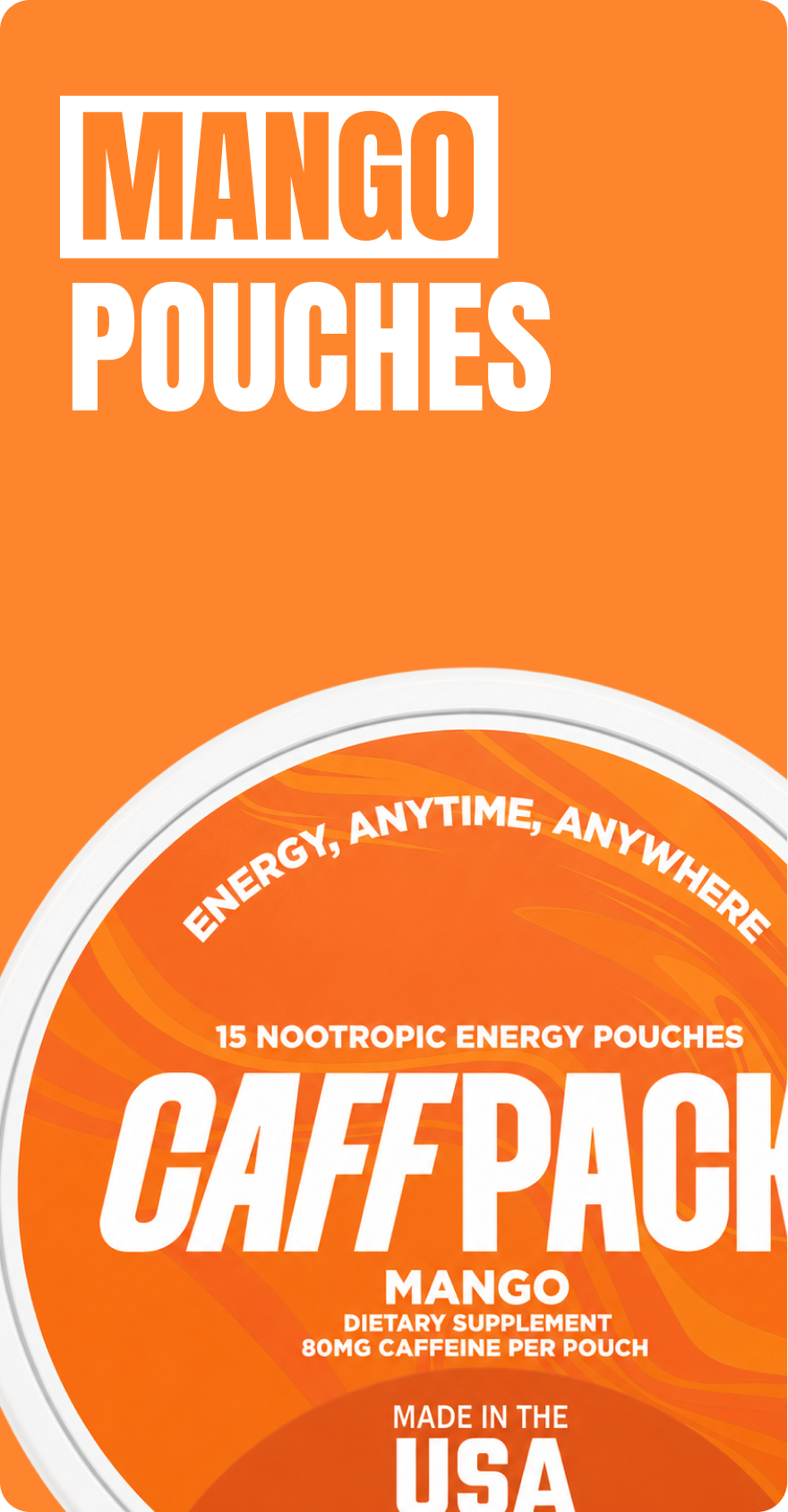Mango Nootropic Caffeine Energy Pouches – 80mg