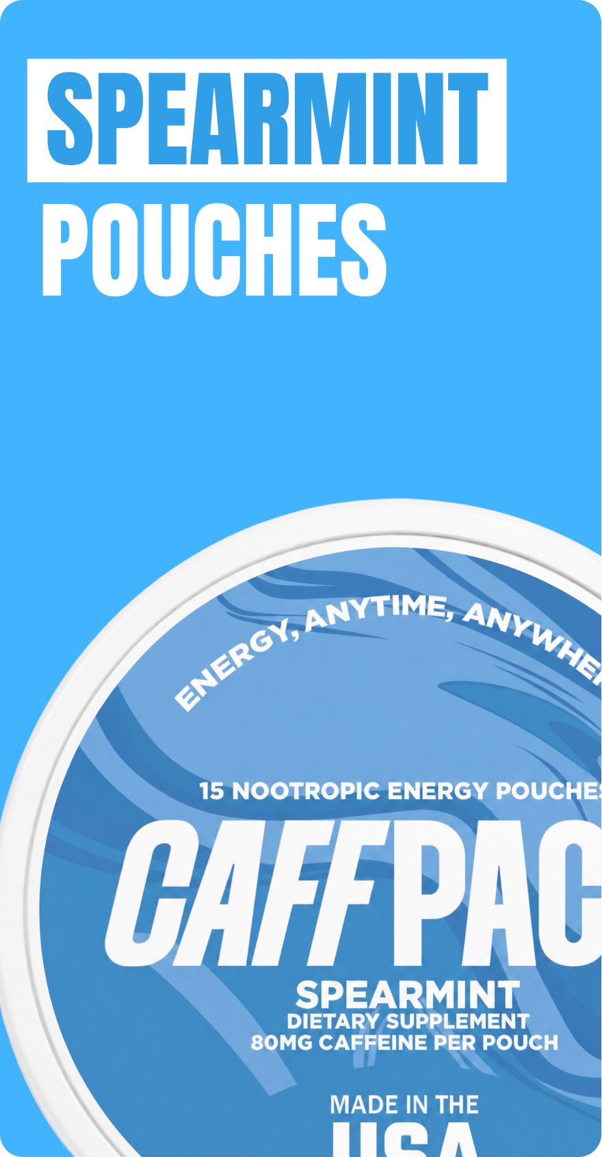Spearmint Nootropic Caffeine Energy Pouches – 80mg